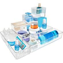 7 CountS Clear Drawer Organizers Bins, 4-Size Stackable Makeup Vanity Drawer Organizer Trays, Acrylic Bathroom Drawer Organizer Storage Containers For Cosmetic,Office Supply