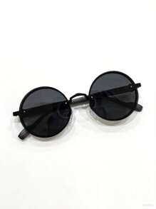 1 pièce Lunettes noires rondes à la mode, lunettes de soleil mode pour hommes et femmes en métal, lunettes de mode rétro punk élégantes, convient pour les shooting de plage d'été, les voyages essentiels, le choix idéal pour les fêtes, le port quotidien, la pêche, les voyages et le camping (branches en grain de bois avec motifs aléatoires) pour les vacances à la plage d'été, les activités extérieures, les voyages