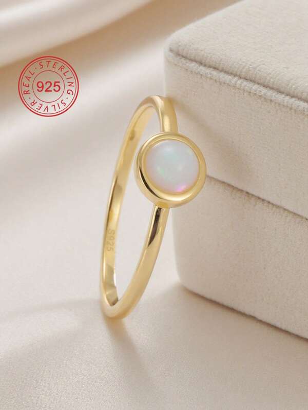 Artepollo 1 Stück 925 Silber Ring mit runder Perle, Niedriger Allergiewert, Geschenkverpackung, geeignet als Festival- oder Geburtstagsgeschenk für Teenager und Freunde
