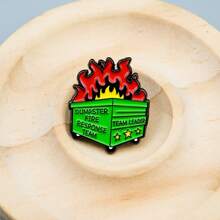 1pc Garbage Bin Fire Response Team Enamel Brooch Saves Hot Garbage Fun Brooch, Gift Brooch, Used For Backpacks, Fashion Accessories, Clothing Decoration, Holiday Gifts, Suitable For Men And Women School