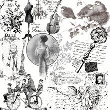 50Pcs Vintage Black And White Poster Stickers With Transparent PET Cut, Featuring Roman Numerals, Floral Patterns, Butterflies And Birdcages, Perfect For DIY Diaries, Clipboards, Mobile Phones