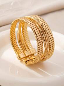 1 Stück Bangle Armband im Boho Stil, einzigartiges hochwertiges metallisches elastisches Schlangenketten Design, minimalistisch für Frauen