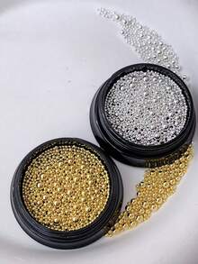 2 Box Three-Dimensional Round Design Nails Art Decoration Ball, Steel Ball DIY Nails Supplies, Nails Charm, Nails Gems, Nail, Small Steel Ball, Nails Salon, Random Mixing Of Various Sizes - Multicolor - View 3