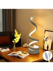 1pc Tricolor Dimmable Spiral Desk Lamp, USB Powered, Suitable For Office, Bedroom, Living Room, Great Gift For Friends