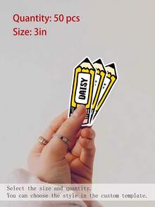 100/50/20/10/1件装定制卡通文具造型贴纸，书籍标签贴纸，定制姓名铅笔蜡笔造型贴纸，教师贴纸，返校贴纸，铅笔贴纸，适合作为节日礼物，可重复使用，现代，色彩丰富，可爱，复古，卡通，卡哇伊，适合员工、客户、学生，用于商务/工作/办公，学校，度假氛围，初中生，高中生，大学新生，大一新生，大二学生 - 彩色 - 查看 22