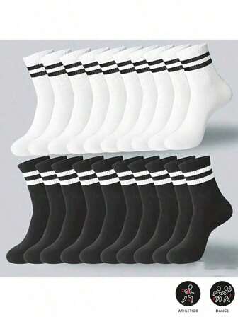 40/30双/套情侣中筒袜，条纹字母图案，97%涤纶3%氨纶，针织面料，280克/平方米，手洗/干洗，季节性混合包装 20/12/10/6/2双