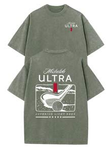 230g Double-Sided Washed, Comfortable Life Printed T-Shirt, High-Quality Wax Printed Cotton Retro Fashion Brand T-Shirt, Beach Essential, Men's Summer T-Shirt, Holiday Gift, Perfect Gift