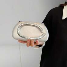 حقيبة يد فضية مصنوعة من البلاستيك الشفاف عصرية وأنيقة، هدية شخصية مميزة، إكسسوارات جديدة لعام 2025، أناقة مناسبة لجميع المناسبات، ترف بأسعار معقولة، حقيبة حفلات متمردة، مناسبة للحفلات والزفاف والرقص والعشاء/الولائم، حقيبة أنيقة للسيدات، المقاس 19سم * 6.5سم * 11سم