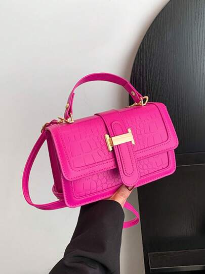 2025 Autumn New Women Handbag Crocodile Embossed Purse Shoulder Bag Solid Color Square Crossbody Bag