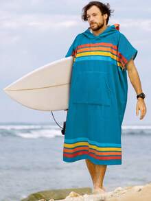 SUN CUBE Surf Poncho Changing Robe With Hood | Absorbent Quick Dry Microfiber Wetsuit Changing Towel With Pocket For Surfing Men Women (Black) - Sunset Blue - View 4