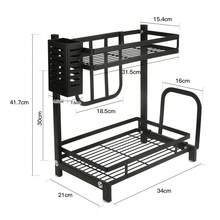 Stainless Steel Spice Rack, Sliding Storage Basket Under The Sink, Storage And Organization Rack For Kitchen, Dining Room And Bathroom, Storage Basket Under The Sink - 黑色-2層 - 查看 6