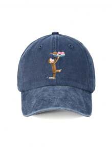 1 Stück "Affen"-Muster verstellbare Baseballkappe - im vintage Washed Stil, neutrale Kappe geeignet für Outdoor-Aktivitäten, unisex Mode, ideal als Geschenk