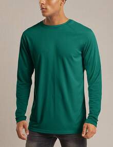 Men's Long Sleeve Shirts UPF 50+ UV Sun Protection Athletic Shirts For Hiking Running Workout Rash Guard-2025 - Emerald Green - View 3