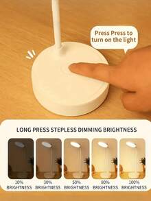 USB 可充电 LED 台灯、台灯、LED 护眼台灯、USB 线供电阅读灯、无限可调光装饰夜灯，三级亮度可调，可在白色/中性色/暖光模式之间切换，并具有小夜灯功能，保护眼睛，非常适合家庭办公室阅读和学习 - 三色光 - 查看 6