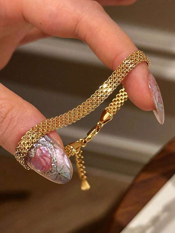 1 pieza Pulsera ancha tejida brillante de plata de ley 925 con cuatro filas de pulseras tipo tanque de dragón dorado para hombres y mujeres, con estilo hip-hop, como regalo de cumpleaños para amigos