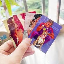 100pcs Smell Proof Mylar Bag,Resealable 1g Flat Zipper Bag,Mix Designs 6*8 Cm Mini Zip Lock Plastic Bags,Aluminum Foil Candy Gummies Packaging Pouch With Window