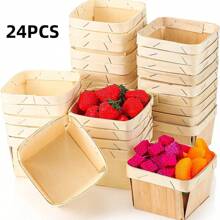 2pcs/5pcs, Wooden Gift Basket, Wooden Basket Square Wooden Gift Box, Wooden Berry Basket For Picking Fruits Or Arts, Crafts And Decorations, Christmas Wedding Birthday Party Picking Fruit Gift Box, Packaging Box, Candy Box, Chocolate Packaging Boxes, Party Favors, Birthday Decorations, Wedding Decorations, Party Supplies,School Supplies