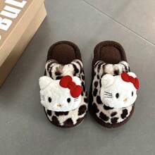 Sanrio Leopard Print Cat Slippers~High Looking And Sexy Slippers, Vintage Hooded Fur Slippers, Women's Indoor Warm Slippers, Back To School Supplies