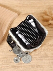 女士钱包短款 PU 皮革钱包拉链和搭扣钱包多功能大容量钱包女士零钱袋零卡包轻便、时尚现代、商务拉链信用卡商务休闲教师节、教师礼物、周年纪念、生日礼物、女士、女性、白领工作者 - 白色 - 查看 6