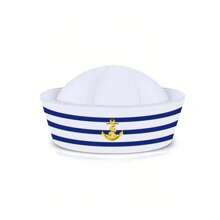 Conjunto de disfraz, conjunto de sombreros, combinación de sombreros, atuendo de cosplay, gorra de marina, gorra blanca, gorra militar retro de tapa plana, gorra de marinero capitán de marina, a rayas azul y blanco, gorra de capitán, gorra de marinero, bufanda, gafas, guantes, conjunto, tapa redonda, atuendo de yate, fiesta, Halloween, Día de San Valentín, regalo, verano, atuendo de fiesta, versátil, atuendo sexy, suministros de fiesta, accesorios de disfraz