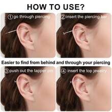 CIZME Kit de herramientas para piercing que incluye insertador de taper, agarrador de bolas, herramienta para cambiar piercings en calibres 16G, 18G y 20G para perforaciones internas/externas con rosca o a presión en oreja/nariz/ombligo/labio - Plateado - Ver 8