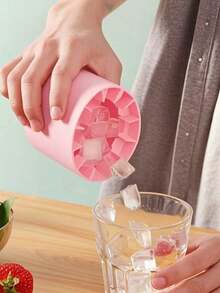 1 件粉色硅胶便携式冰模，圆柱形 3D 制冰机，易于释放的硅胶冰格，带多个（随机款式） - 彩色 - 查看 2