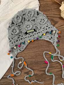 1 件女士独特复古钩针星星帽，透气春夏风格，手工帽子，街头时尚，别致街头服饰 - 彩色 - 查看 7