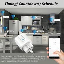 Prises intelligentes, Prises WiFi intelligentes Tuya, Prise 16A, Prise standard européenne, Contrôle à distance via l'application, Contrôle vocal via Alexa et Home, Avec fonction de minuterie, Surveillance de la consommation électrique, Compatible avec les smartphones