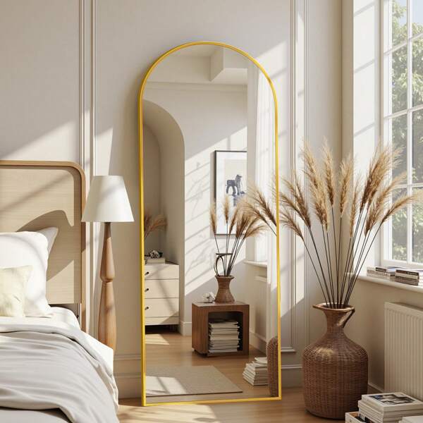Antok Full Length Mirror, 57"X19" Arch Floor Mirror, Floor Standing Mirror Freestanding Arch Full Body Mirror With Stand For Bedroom, Hanging Mounted Mirror For Living Room Cloakroom Home Decor Back To School Room Decor School Supplies