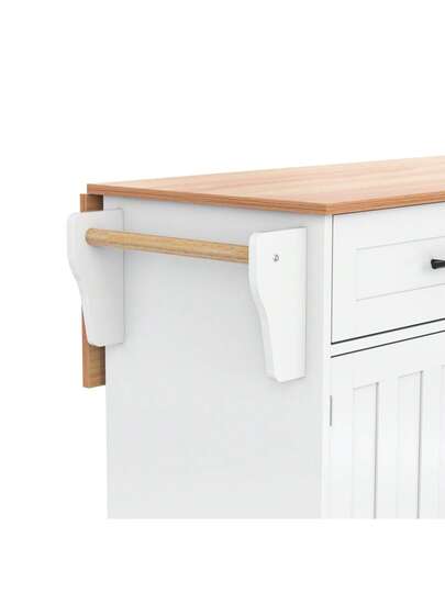 Kitchen Isl Sideboard Marble Effect Worktop, Extendable Tabletop Storage Space, Serving Trolley Wheels Drawers, Ideal Dining Room view 8