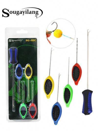 SOUGAYILANG 5pcs Carp Baiting Needles Kit - Professional Hair Rig Tools For Boilie & Particle Fishing, Fishing Tackle For Fishing Enthusiasts