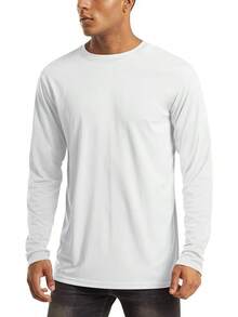 Men's Long Sleeve Shirts UPF 50+ UV Sun Protection Athletic Shirts For Hiking Running Workout Rash Guard-2025 - White - View 1