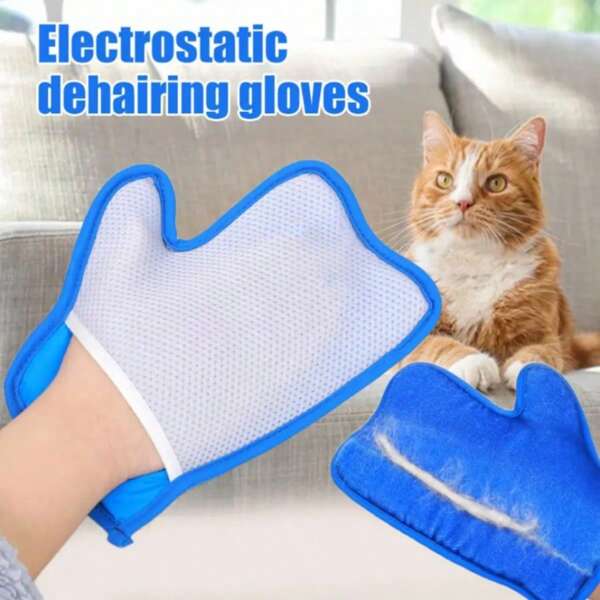 Gant désenflant pour animaux de compagnie, brosse double-face pour enlever les poils, outil de toilettage pour le retrait des cheveux, gant pour retirer les poils des chats