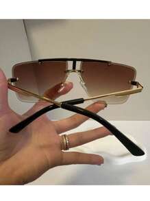 1 件男士时尚复古四季双鼻梁眼镜 - 茶 - 查看 3