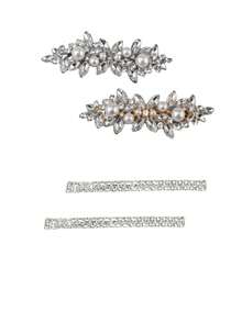 2/4/6/8/10 Peças Presilhas de Cabelo com Strass, Grampos de Cabelo com Cristal e Pérola Cintilante, Acessórios de Cabelo Elegantes para Casamento, Baile, Dia dos Namorados, Dança, para Cabelos Grossos e Longos, Noivas, Mulheres e Meninas, Tiaras - A - Visão 8