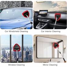 11pcs Auto Windshield Cleaning Kit With 6 Reusable Microfiber Pads, 2 Spray Bottles, Extendable Handles - Green, Popular Auto Cleaning Essential - 紅色 - 查看 6