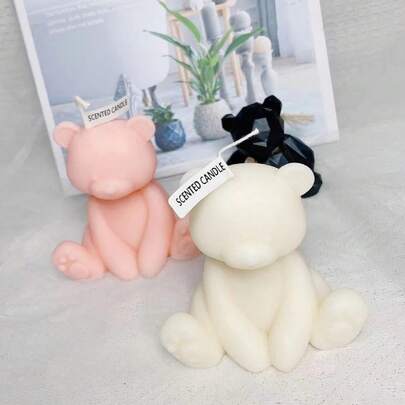 1pc, Cute Sitting Bear Aromatherapy Candle, Handmade Candle Photo Bear Gift, Suitable For Souvenirs, Holiday Gifts, Home Decorations, Candles For Weddings