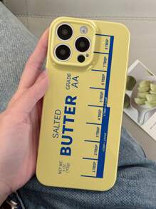 1 Stück Spielerisches Butter Logo Muster perforierter glänzender Hartschalen Handyhülle für 11/12/13/14/15/16 Pro Max