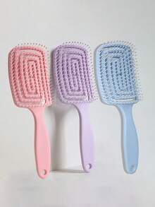 3支/2支/1支装 女孩蓬松按摩猪鬃大号弯头梳套装，镂空马卡龙色发梳，必备发梳，美发造型工具，护发产品及配件，适合美容旅行和美发沙龙使用，适用于头发护理和造型