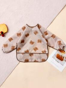 1 件防水围兜，婴幼儿喂奶围兜，大口袋进餐罩衣，6-36 个月