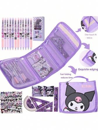 Sanrio [Must-Have For Students] 20-Piece Stationery Set | Includes 1 Pencil Case/12 Blue Pens/2 Sticky Notes/4 Rulers/A Set Of Stickers | Portable Storage Box | And | Back-To-School Gift (Available In Multiple Colors),Back To School,School Supplies,Pencil Pouch,School Bag