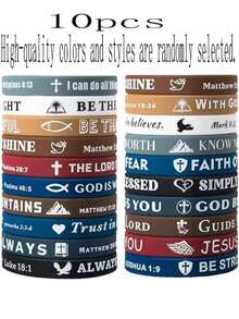 20pcs Bible Verse Bracelets - Silicone Bracelets Jesus Bracelets - Cute Christian Bracelets Colorful Wristbands - Comfortable & Lightweight - Perfect Religious Gift For Men & Women - Great Christmas Gift Idea - Multicolor - View 11