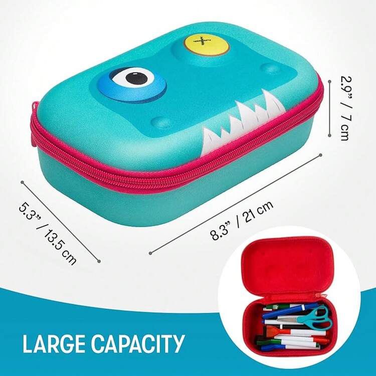 - Estuche para lápices de bestia para niños |   Estuche para lápices para la escuela |   Bolsa organizadora para lápices |   Bolsa para lápices de gran capacidad - Azul claro - Añade 7