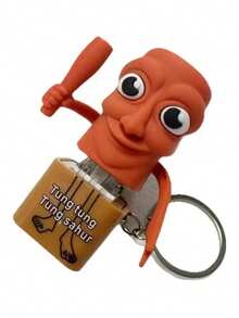 1pc 2025 Popular Gag Mountain Sea Classic Wooden Stick Creature "Tungtungsahur" Talking Weird Gadget, Keychain For Teens & Adults, Stress Relief One-Click Sound, Crazy Press Squeeze, Suitable For Teenagers, Office Workers, Socially Anxious, Prank Prop, Friends Party & Birthday Gift, Hilarious - Multicolor - View 9