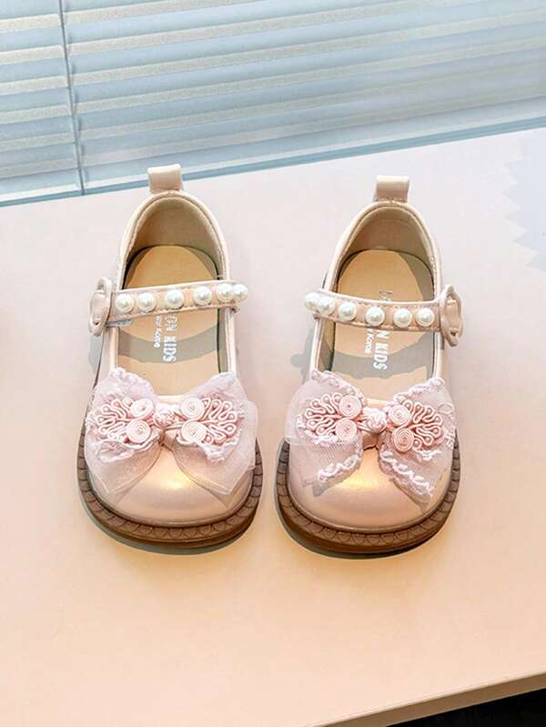 1 Pair Solid Color Bow Lace Elegant Fashion Princess Flat Shoes For Girls