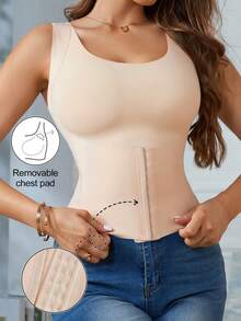 Áo ba lỗ định hình bụng cho nữ có áo ngực tích hợp - Màu be - Xem 3