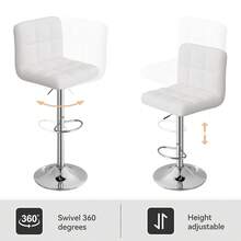 Nalupatio Lot de 2 tabourets de bar modernes avec repose-pieds – réglables en hauteur, adaptés aux îlots de cuisine et aux comptoirs de ba - Blanc - Voir 6