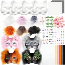 31 piezas Kit DIY para máscara Therian, Kit de materiales en blanco para máscara de gato, Set de accesorios para equipamiento Therian, 7242760 - Rosa Fucsia - Ver 1