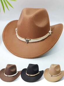 Western Cowboy Hat For Men Women Classic Roll Up Fedora Hat With Buckle Belt