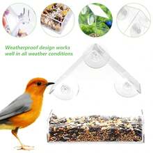 Bird Feeder Birds House For Outdoor, Window Bird Feeder With Strong Suction Cups For Wild Birds, Cardinal, Bluebird Clear Bird Feeder Acrylic Transparent Bird Food Container Outdoor Hanging Bird Feeding Station For Indoor Outdoor Garden - 無色 - 查看 6
